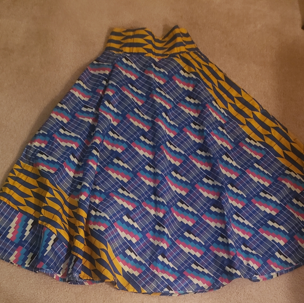 High Waist African Print Maxi Skirt with Pocket